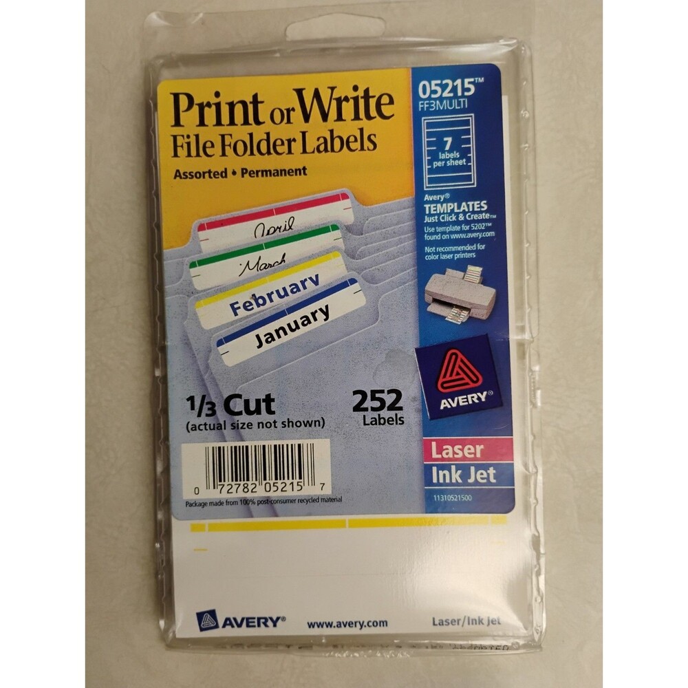 Avery File Folder Labels, Self Adhesive, Permanent, 5/8x2-3/4" Pack of 252